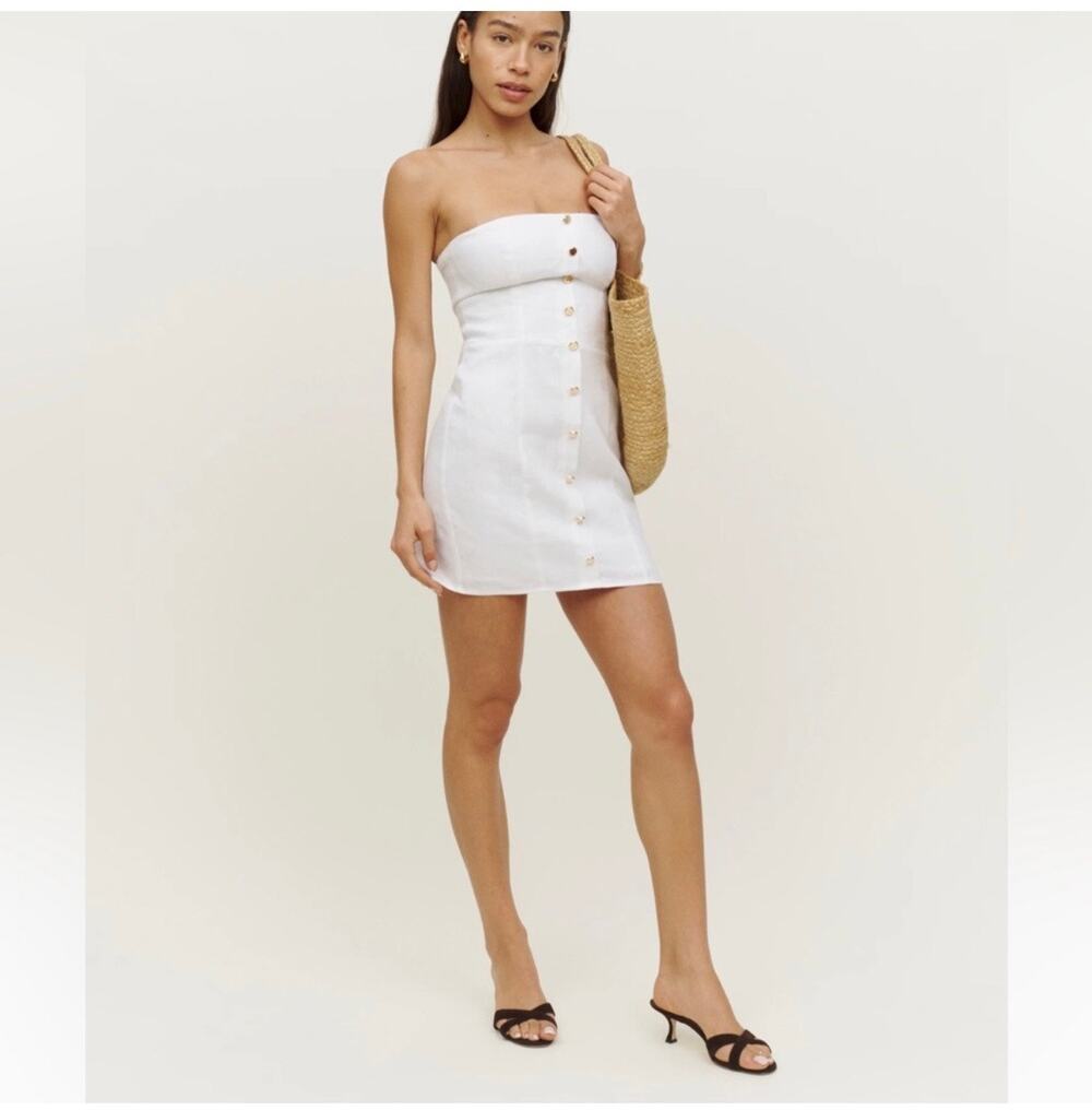 NEW Reformation Shiela Linen Dress - White - Size 8 - NEW with tags